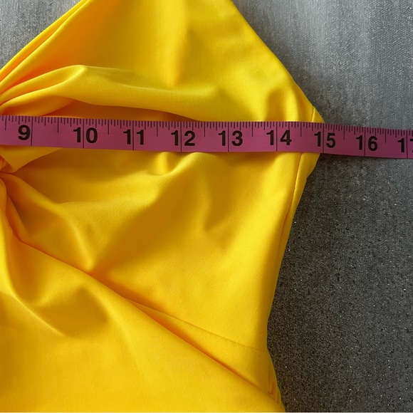 Tiger Mist Bright Yellow Ruched Summer Party Dress - Picture 3 of 7